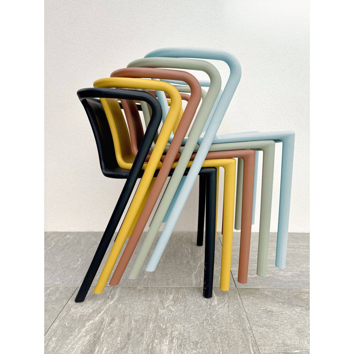 Lot de 2 fauteuils de jardin empilables en Polypropylène - Bleu azur - DIEGO - Image 7