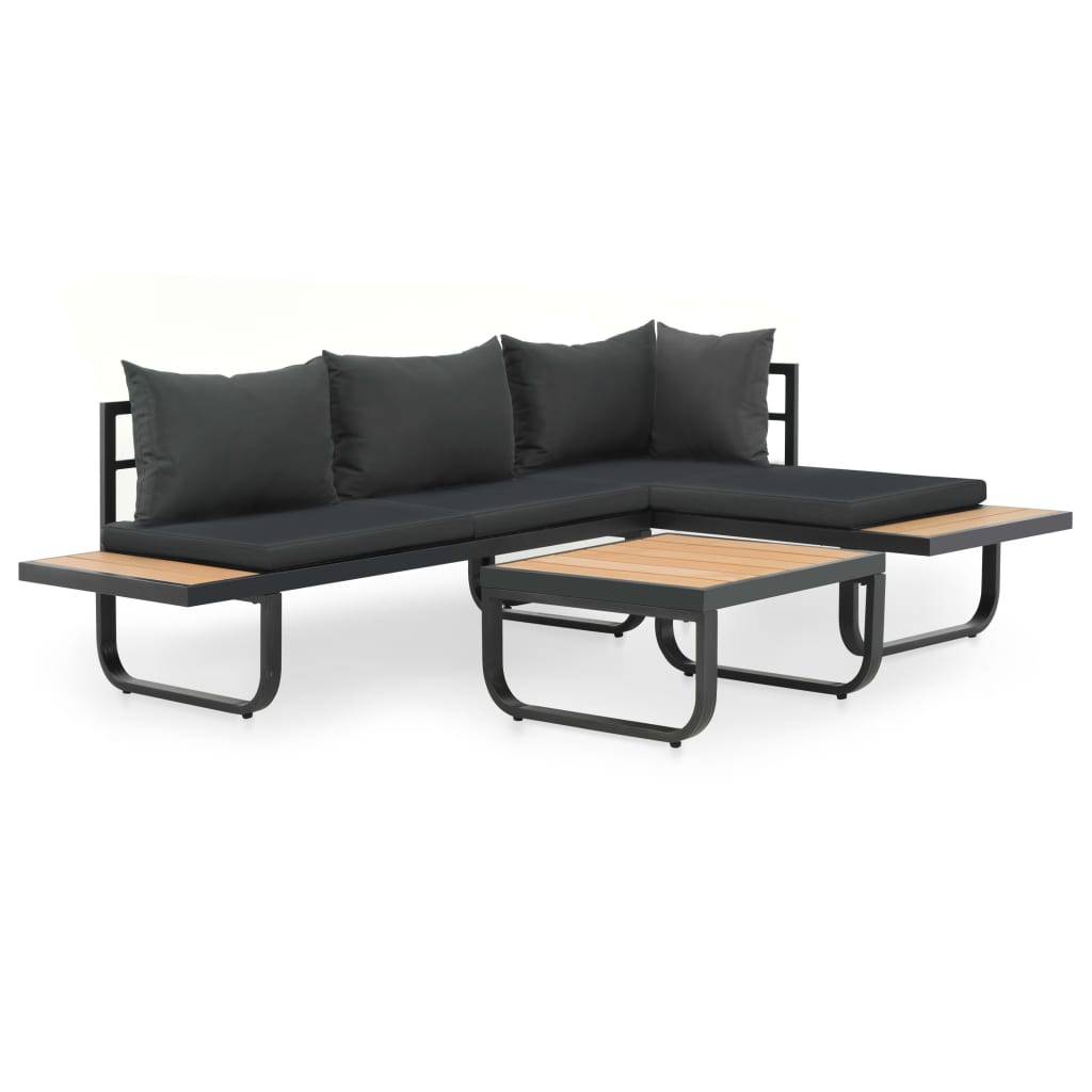 Vidaxl - Canapé d'angle de jardin à 2 places avec coussins Aluminium WPC vidaXL 44704 - Imagen 1