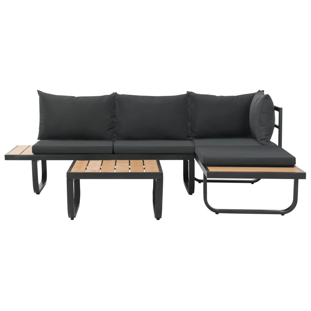 Vidaxl - Canapé d'angle de jardin à 2 places avec coussins Aluminium WPC vidaXL 44704 - Imagen 2