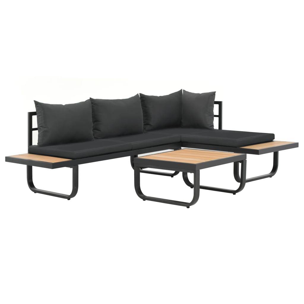 Vidaxl - Canapé d'angle de jardin à 2 places avec coussins Aluminium WPC vidaXL 44704 - Imagen 9