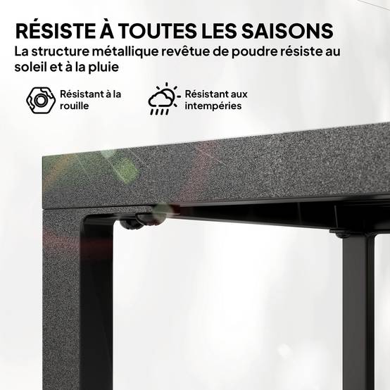 ComfortXL - Table basse carrée métal 2 niveaux pour terrasse et salon étagère 45cm noir - ComfortXL Outdoor Living - Image 7