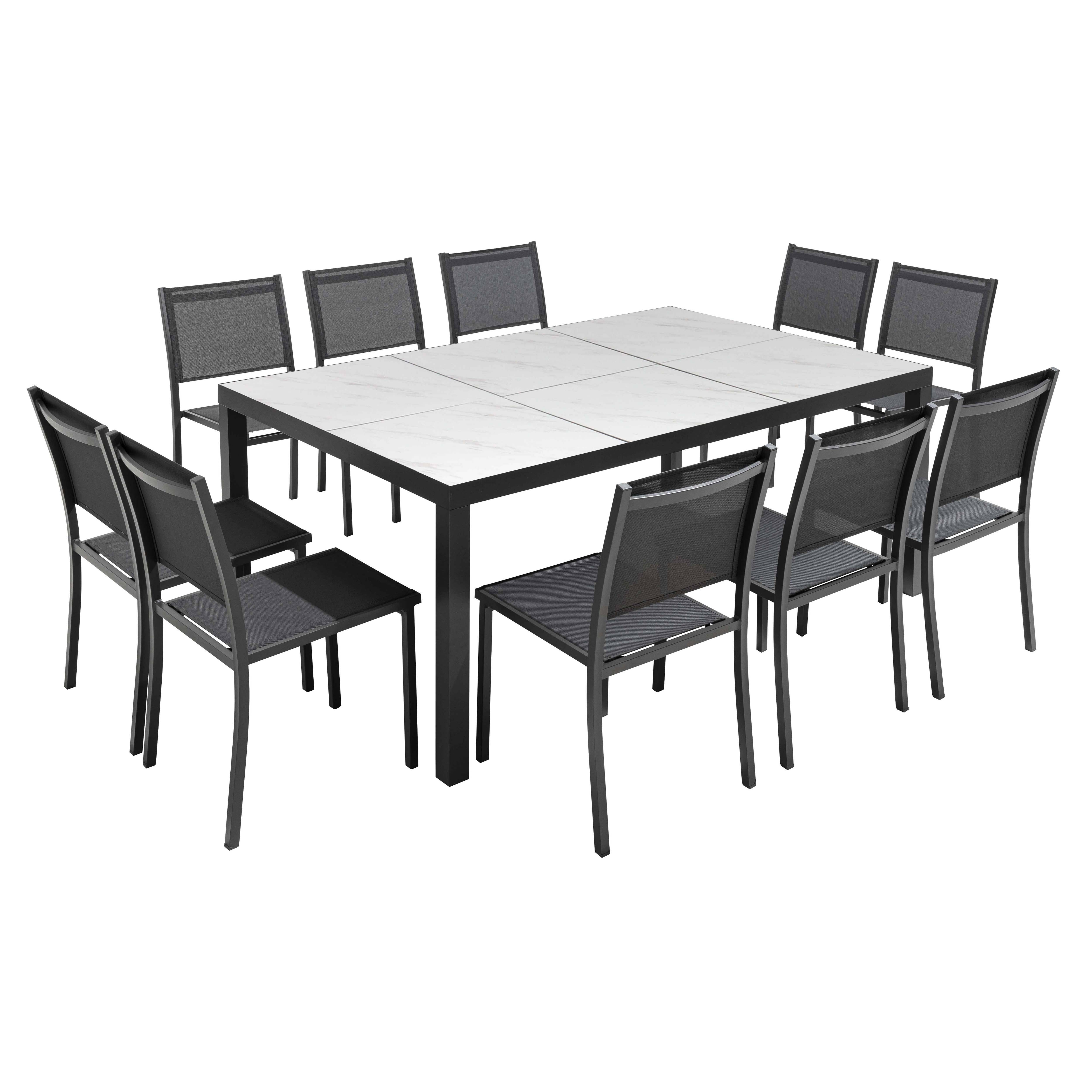 Oviala - Ensemble table de jardin en céramique effet marbre avec 10 chaises
- Oviala - Imagen 1