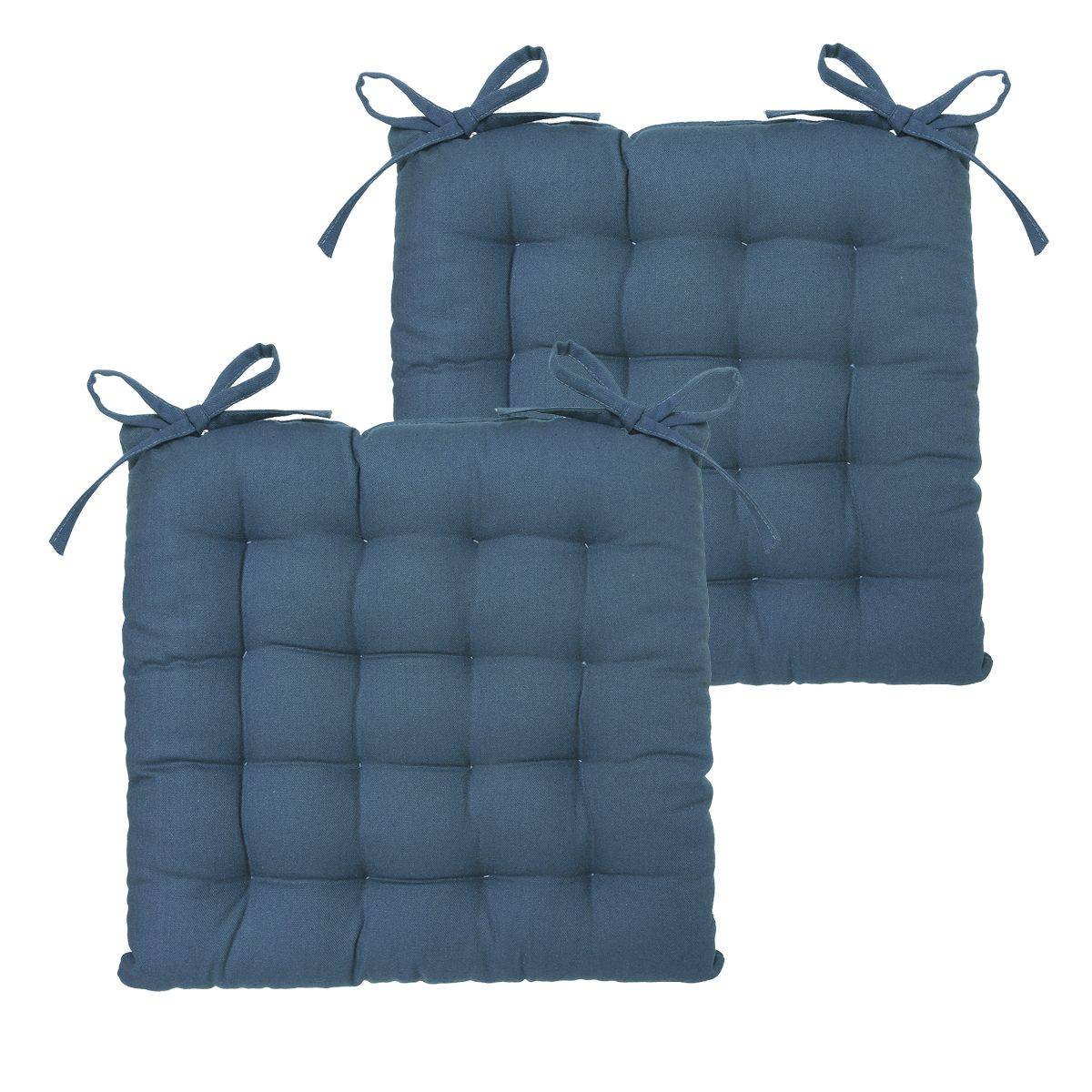 Lot de 2 Galettes de chaise en Coton Bleu canard  38 x 38 cm - Imagen 1