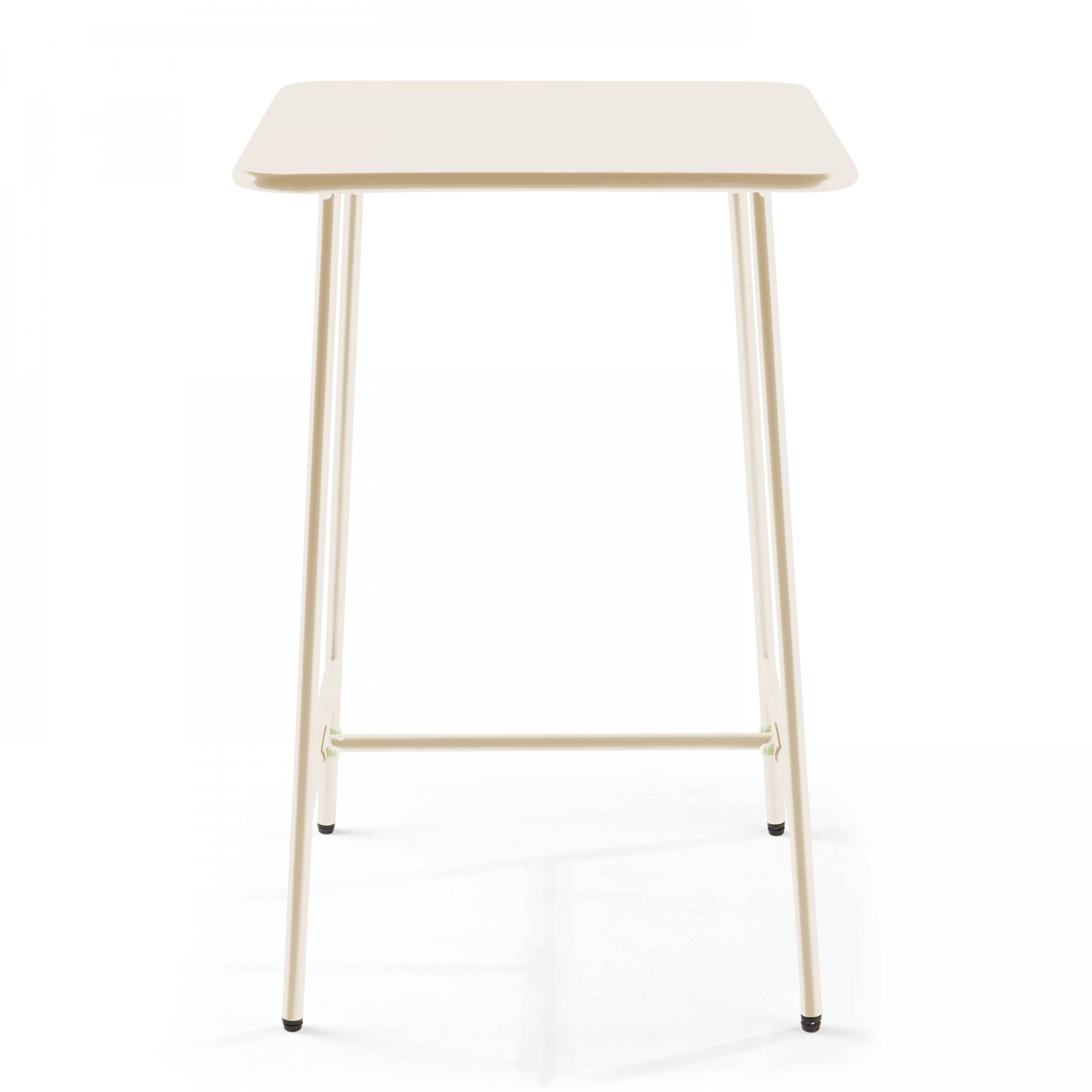 Oviala - Table haute de jardin carrée en acier ivoire 70cm Palavas - Oviala - Imagen 5