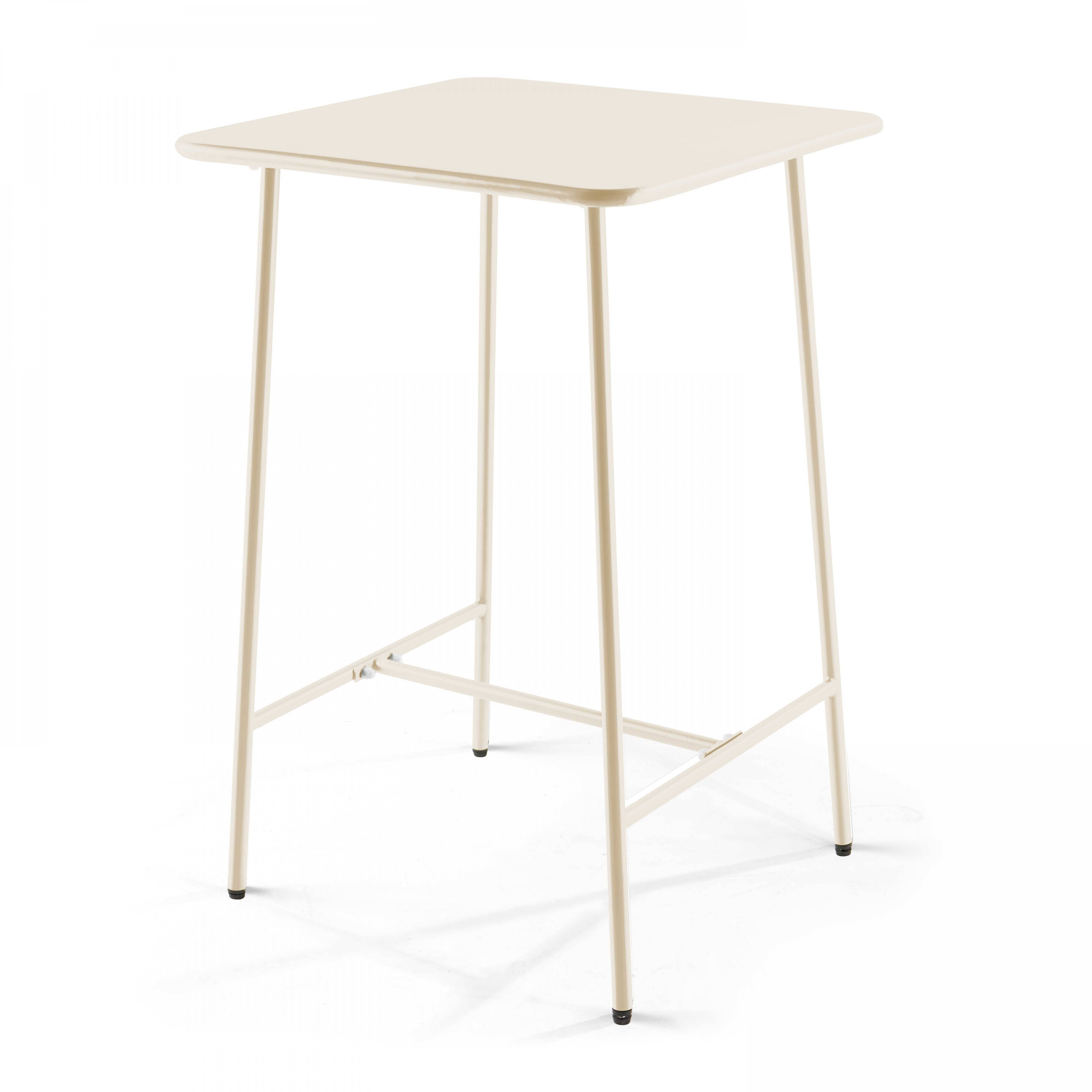 Oviala - Table haute de jardin carrée en acier ivoire 70cm Palavas - Oviala - Imagen 1