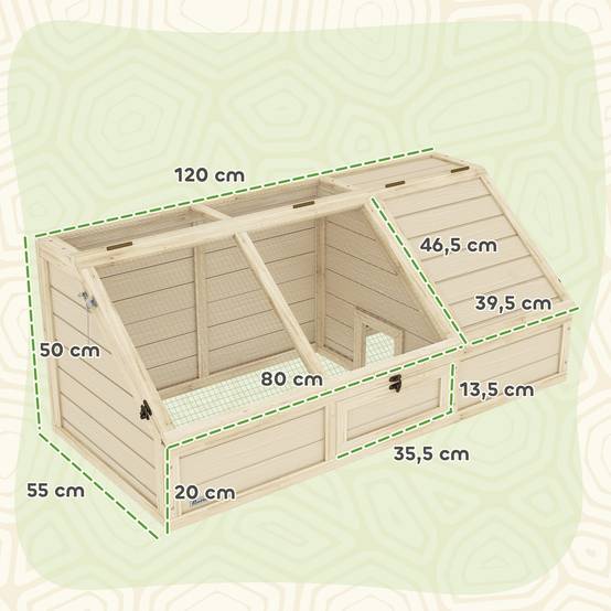 Enclos extérieur pour tortues, sans fond, ouverture facile, couleur naturel - Image 5