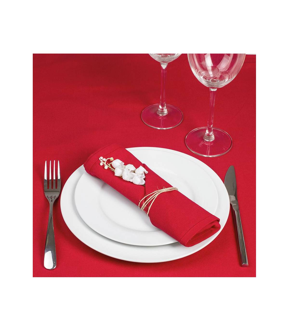 Lot de 4 Serviettes de table en Coton Rouge 40 x 40 cm - Imagen 3