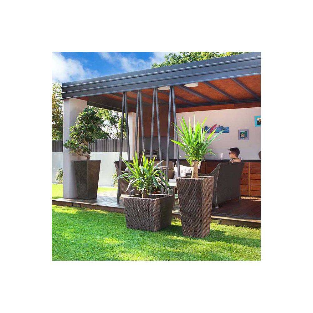 Roto - Jardinière en polyéthylène Bambus Carrée 42 x 42 x 84 cm - Imagen 2