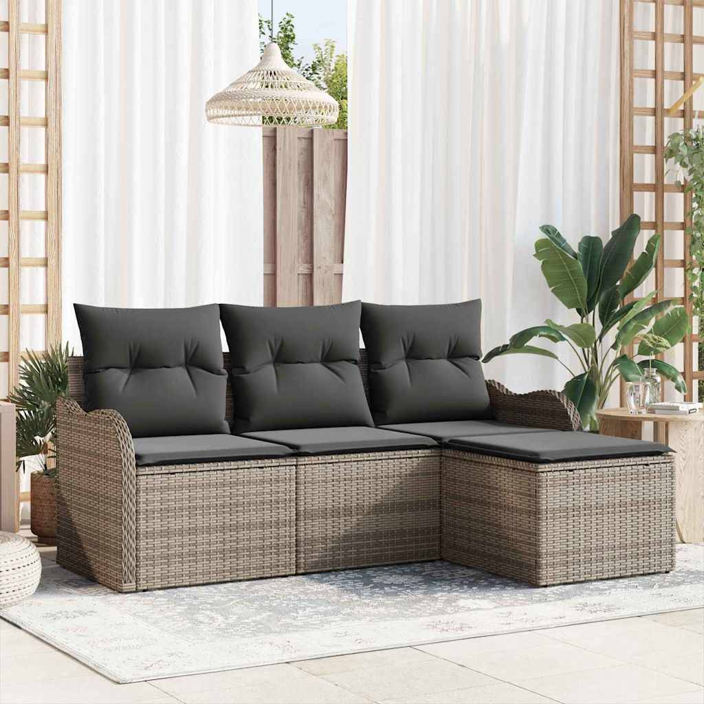 Salon de jardin 4 places en polyrotin avec rangement et coussins Noir – ComfortXL Outdoor Living - Image 1
