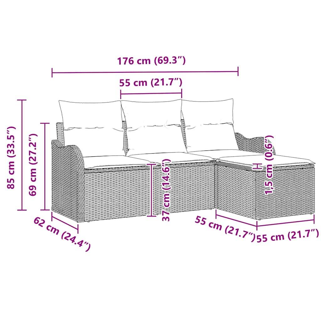 Salon de jardin 4 places en polyrotin avec rangement et coussins Noir – ComfortXL Outdoor Living - Image 4