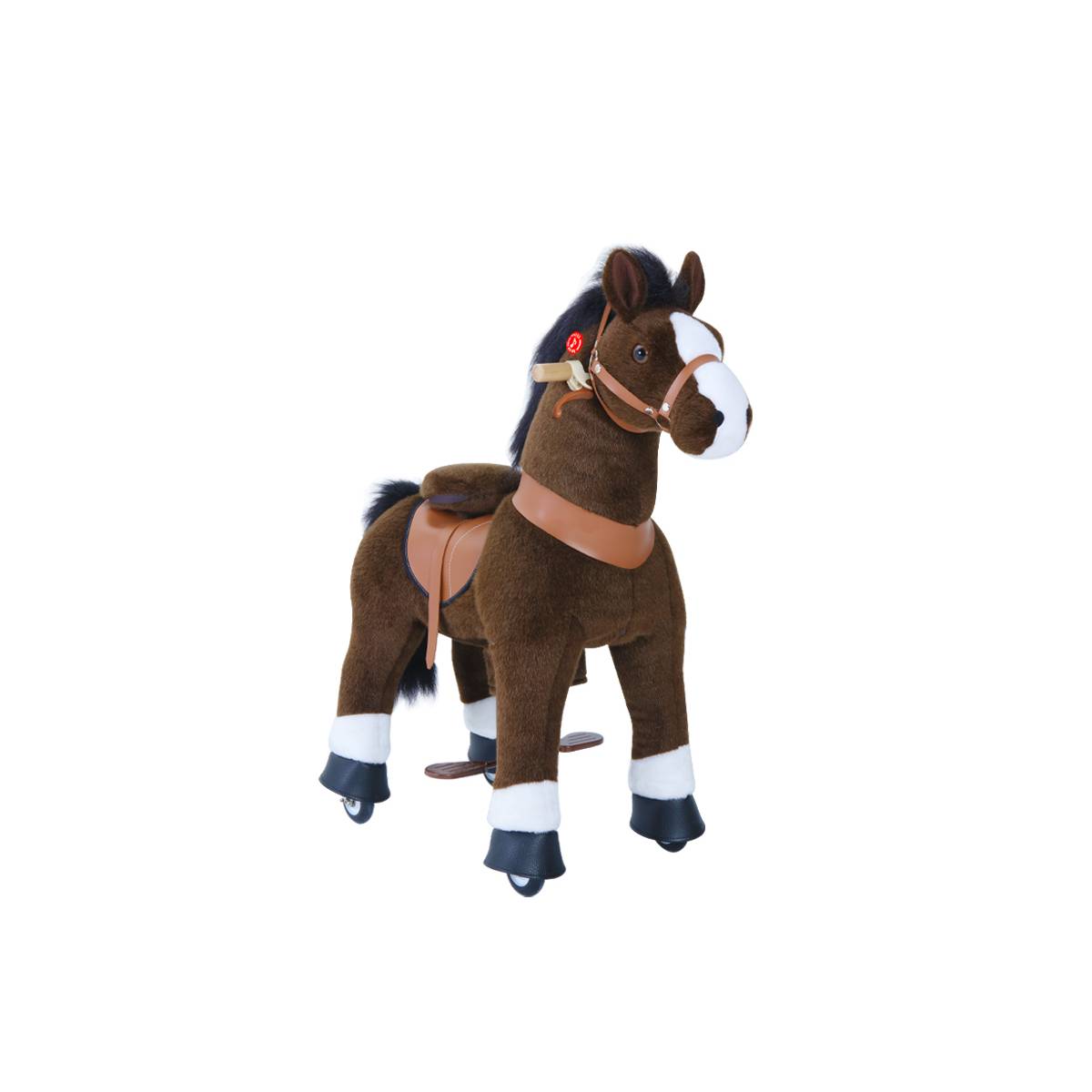 PonyCycle Poney à Monter Chocolat avec Sabots Blancs - Modèle Petit pour Enfants de 3 à 5 Ans