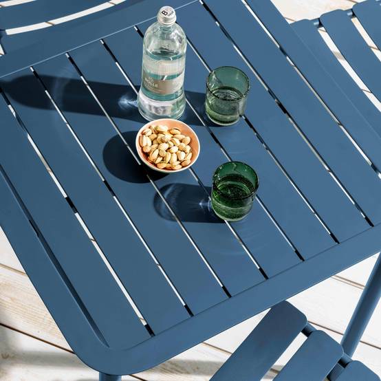 Oviala - Ensemble table de terrasse 70cm et 2 chaises bleu foncé Almada - Oviala - Image 4