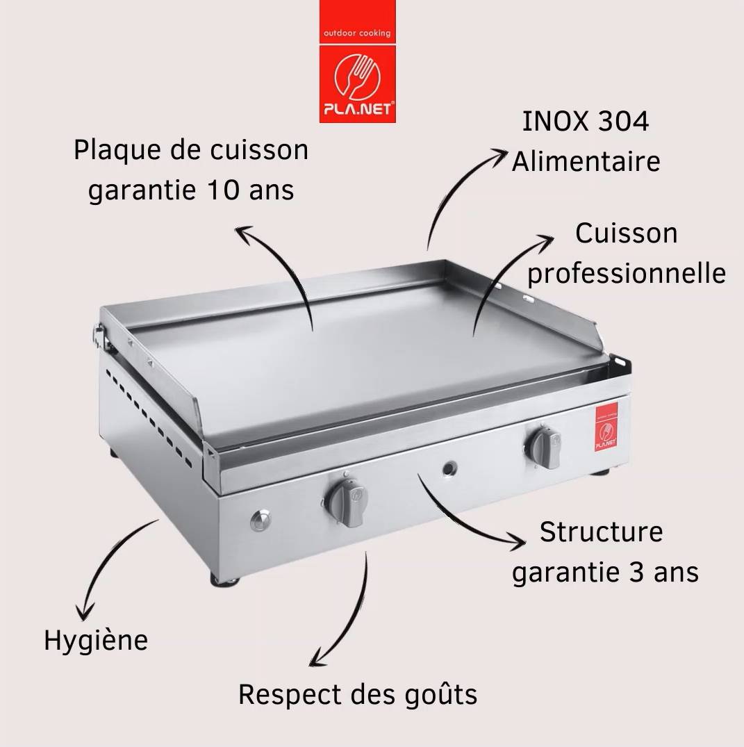 Plancha Planet - Plancha CHEF 55 Lisse + Chariot Fermé + Couvercle + Housse PLANET - Imagen 7