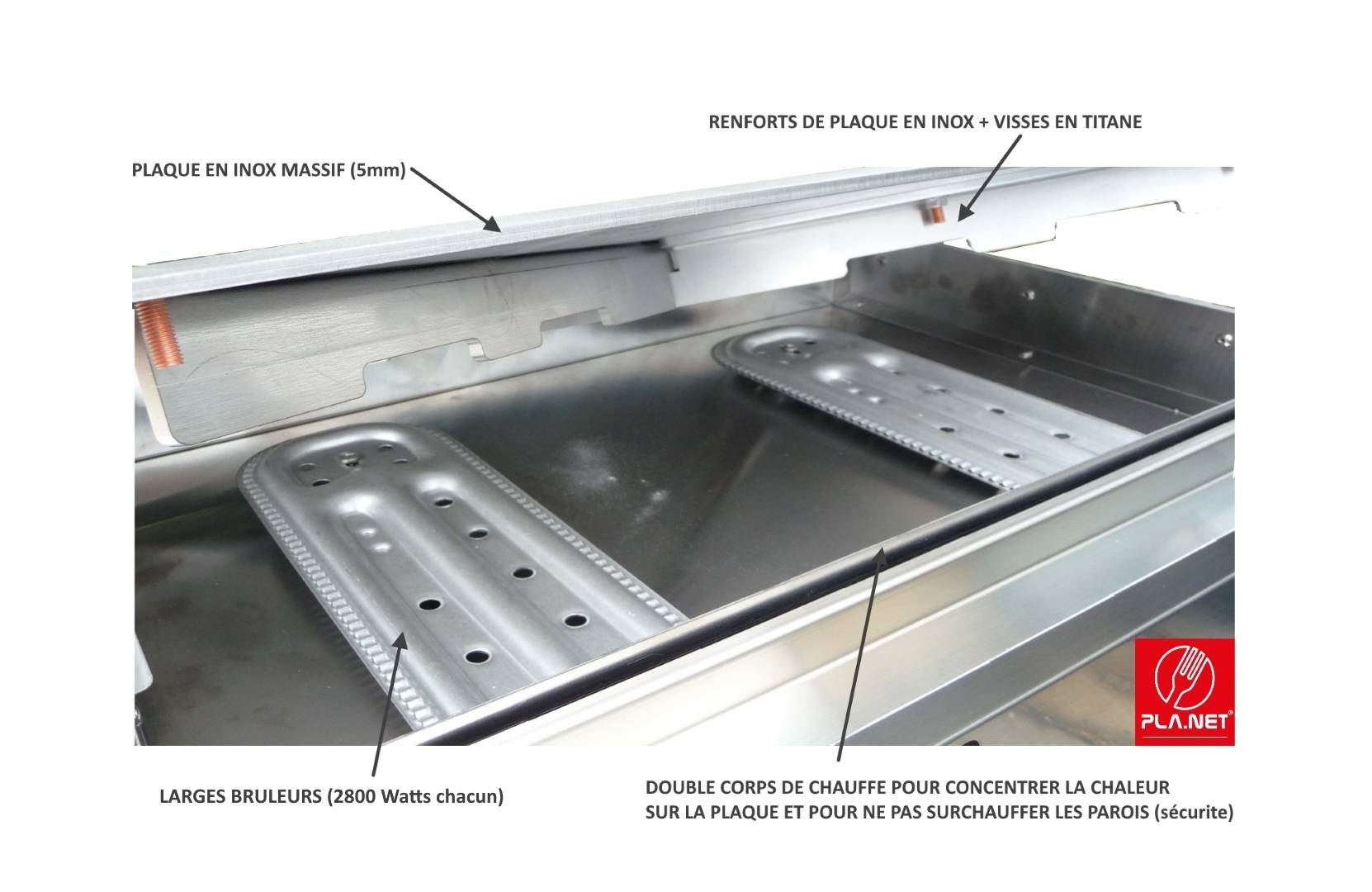 Plancha Planet - Plancha CHEF 55 Lisse + Chariot Fermé + Couvercle + Housse PLANET - Imagen 5
