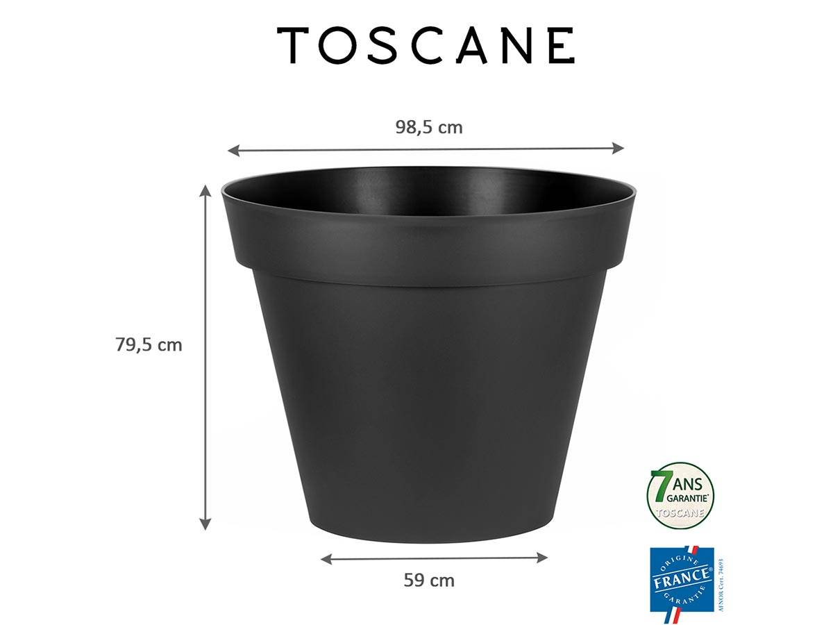 Eda - Lot de 2 Pots de fleur rond Toscane Ø 100 x H.79 cm Anthracite - Eda - Imagen 2