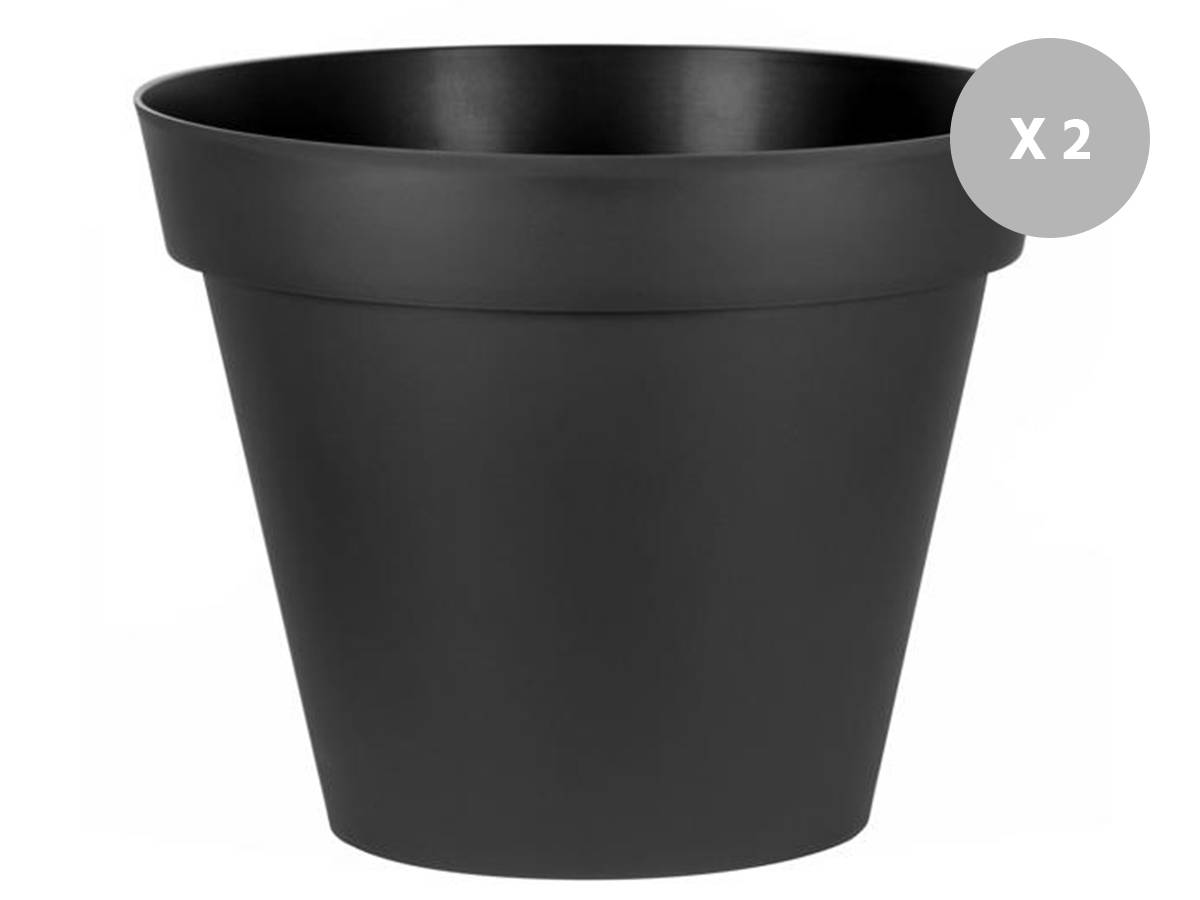 Eda - Lot de 2 Pots de fleur rond Toscane Ø 100 x H.79 cm Anthracite - Eda - Imagen 1
