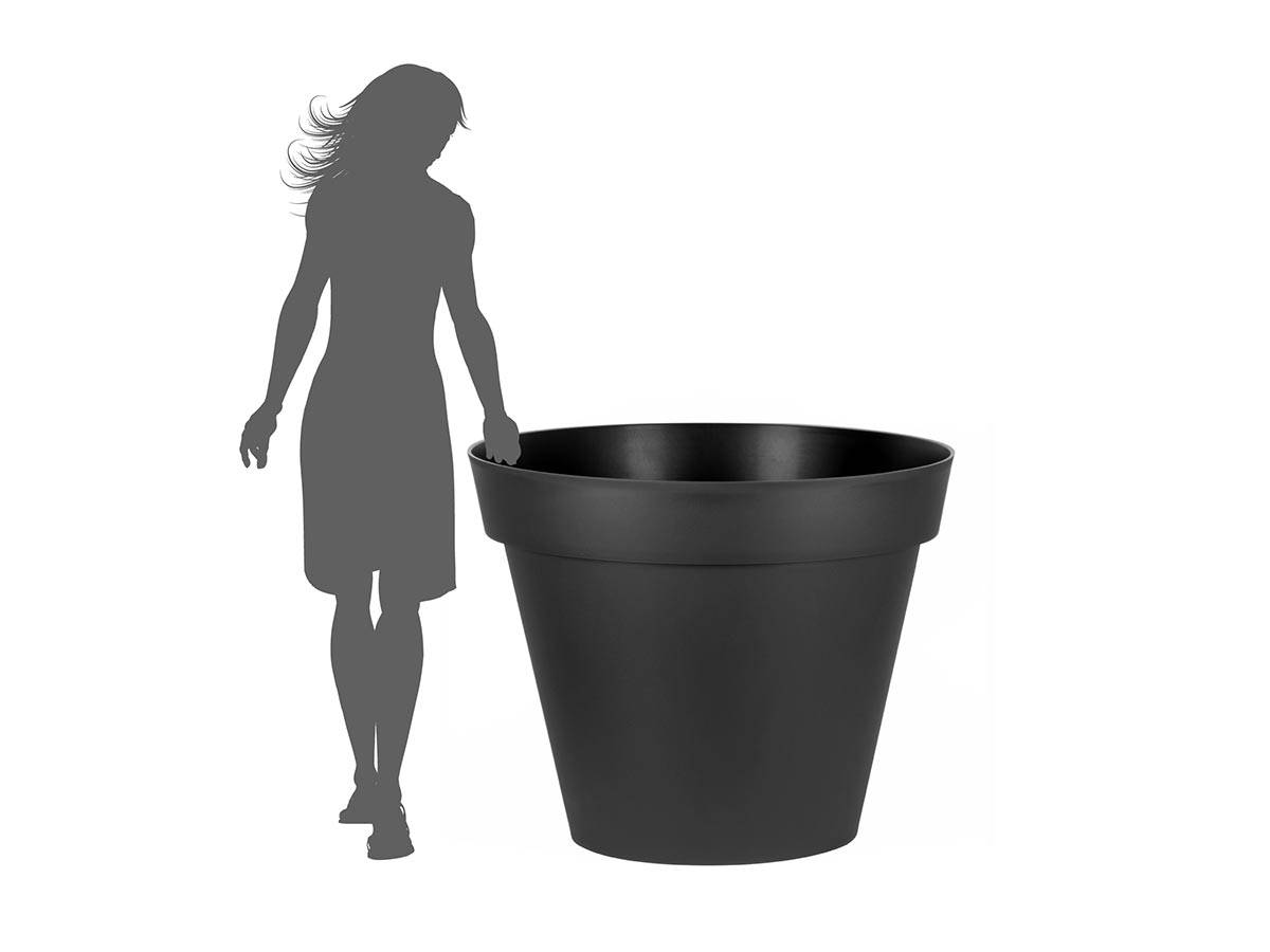 Eda - Lot de 2 Pots de fleur rond Toscane Ø 100 x H.79 cm Anthracite - Eda - Imagen 3