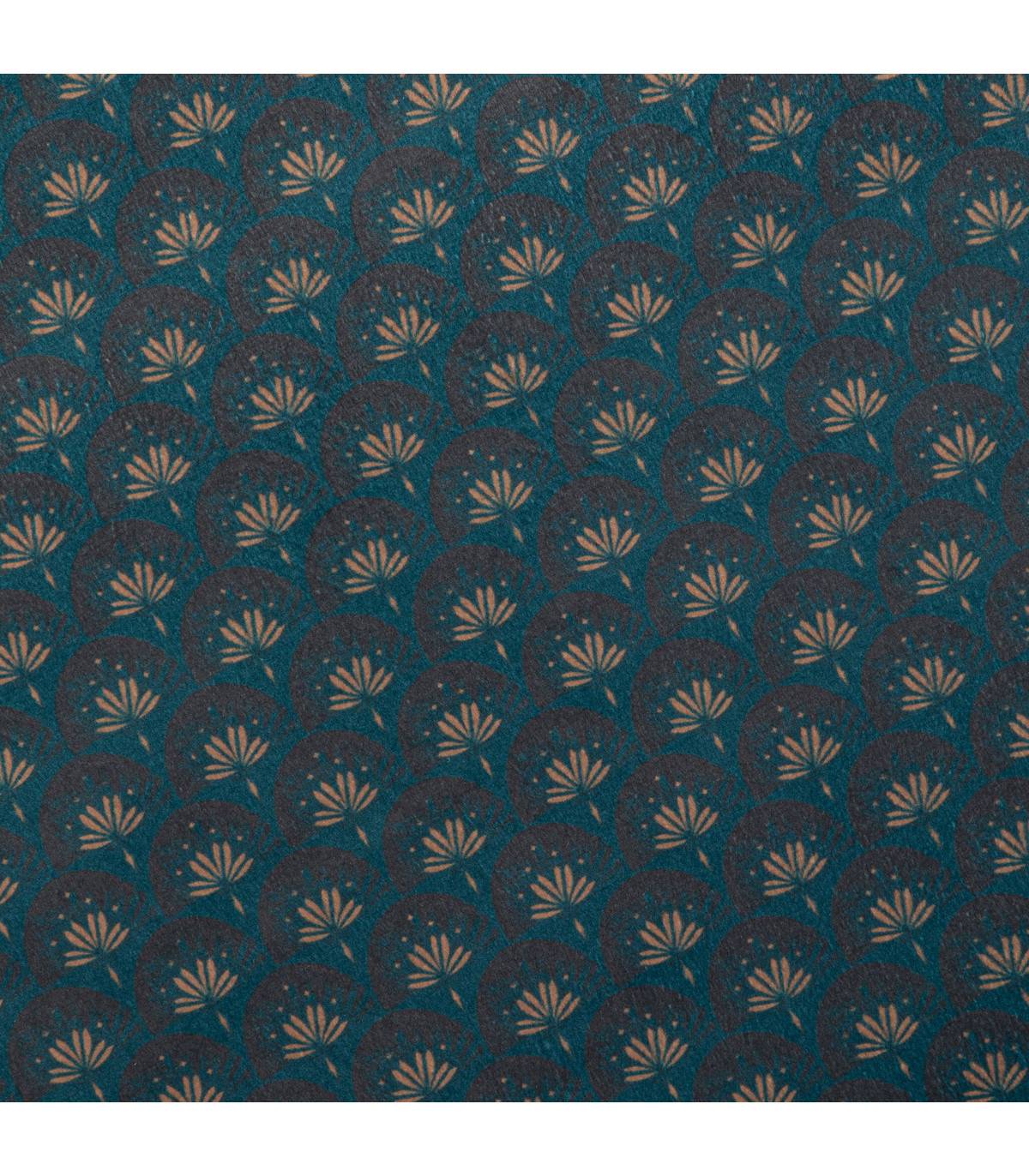 Pouf pliant et Coffre de rangement en velours Bleu avec motifs - Imagen 4