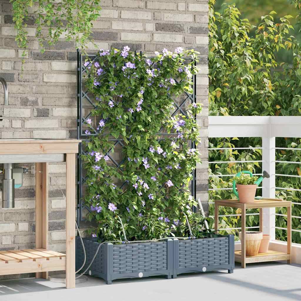 Cache-pot de jardin 2 pcs | Bac à fleurs Gris Clair Acier - Image 2