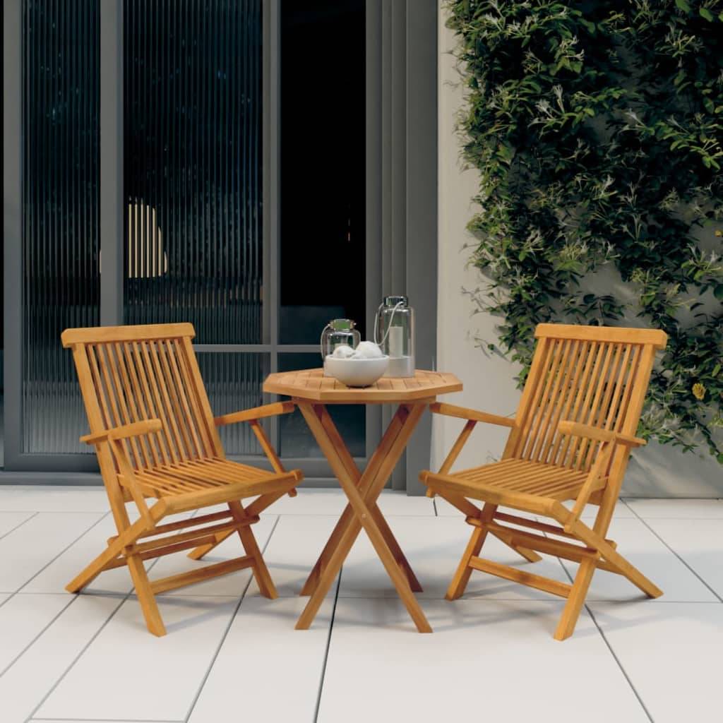 Maison Chic - Ensemble de 3 pcs table de jardin avec chaises - mobilier de jardin Bois de teck massif-JU2800 - Image 2