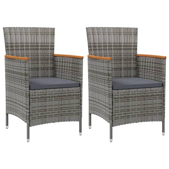 Chaises de jardin résine tressée et acier gris 61 x 60 x 88 cm - PANGIVO - Image 1