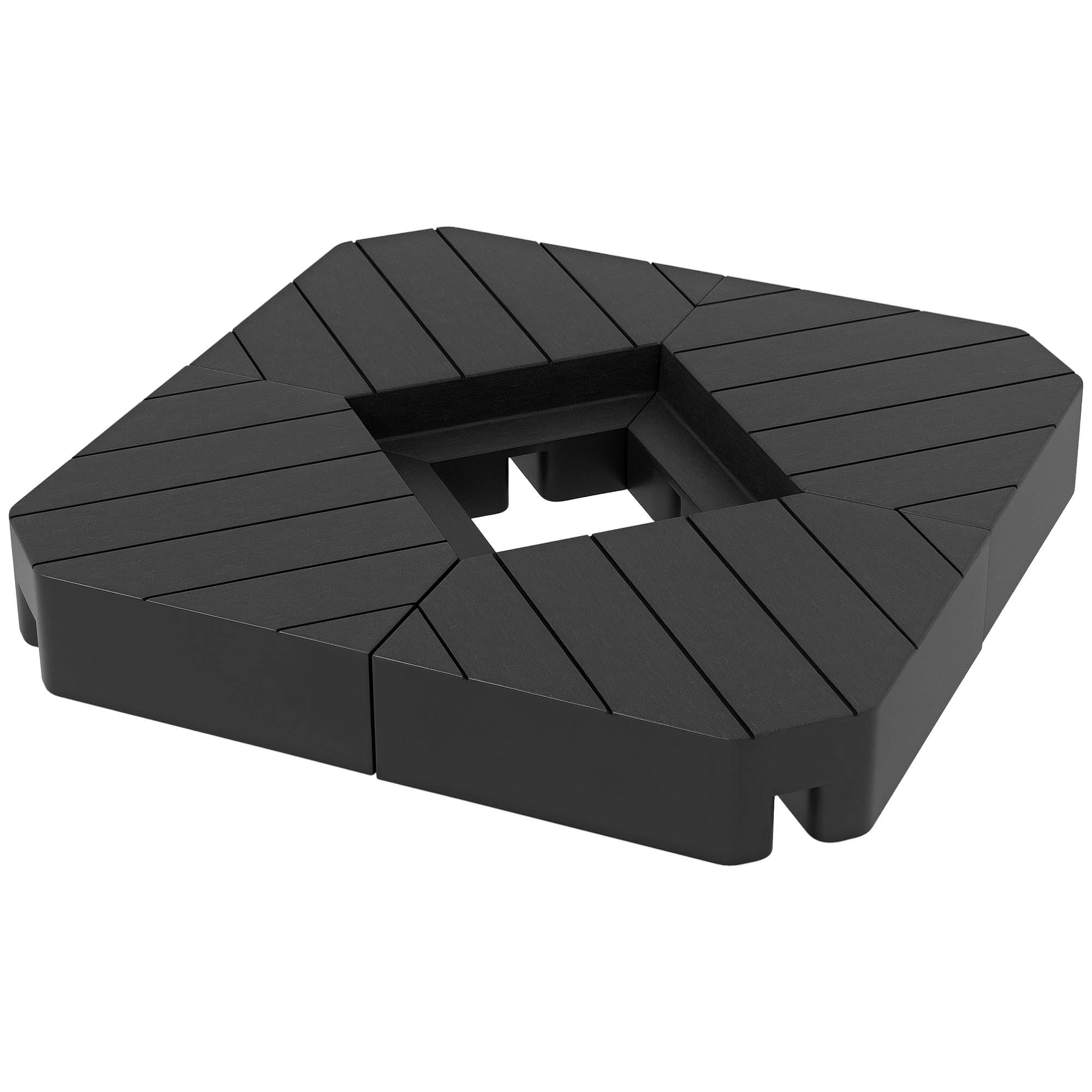 ComfortXL - Dalles lestage parasol déporté plastique jardin extérieur remplissage aspect bois noir - ComfortXL Outdoor Living