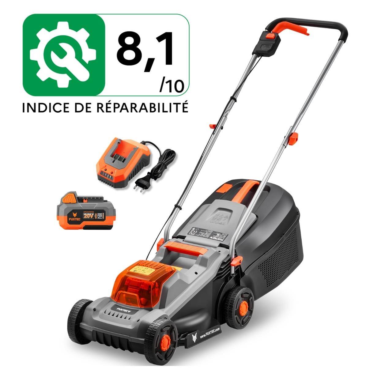 FUXTEC - Tondeuse sans fil FUXTEC- FX-E1RM20ECO-SET 20 V 4 Ah, coupe 30 cm, bac 30 L - Image 1