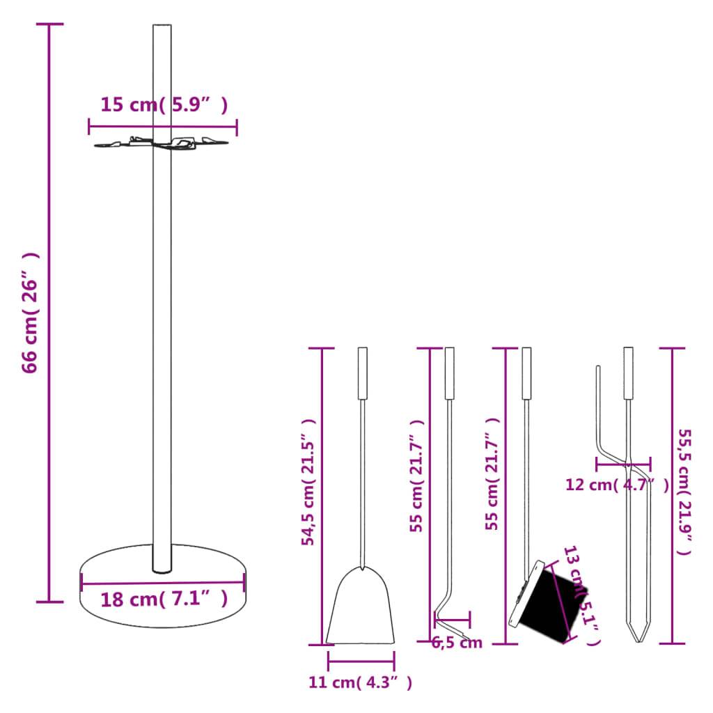 Set Serviteur de Cheminée Acier Rond 5 Pièces pour Entretien Poêle 66 cm Noir - ComfortXL Outdoor Living - Image 10