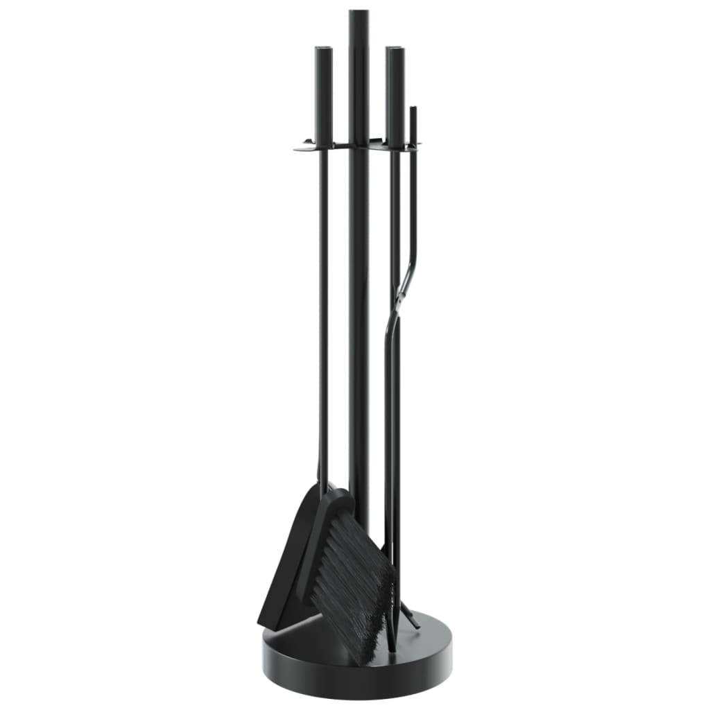 Set Serviteur de Cheminée Acier Rond 5 Pièces pour Entretien Poêle 66 cm Noir - ComfortXL Outdoor Living - Image 5