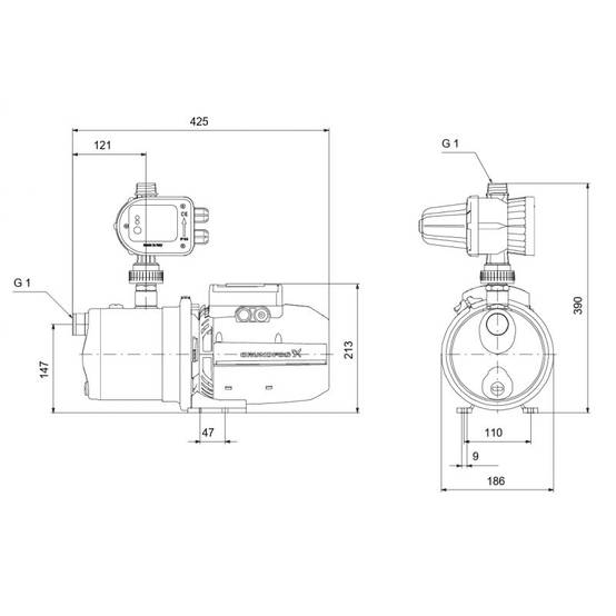Pompe à eau Grundfos JP 548 PM START autoamorçante jusqu'à 5,8 m3/h monophasé 220V - Image 3