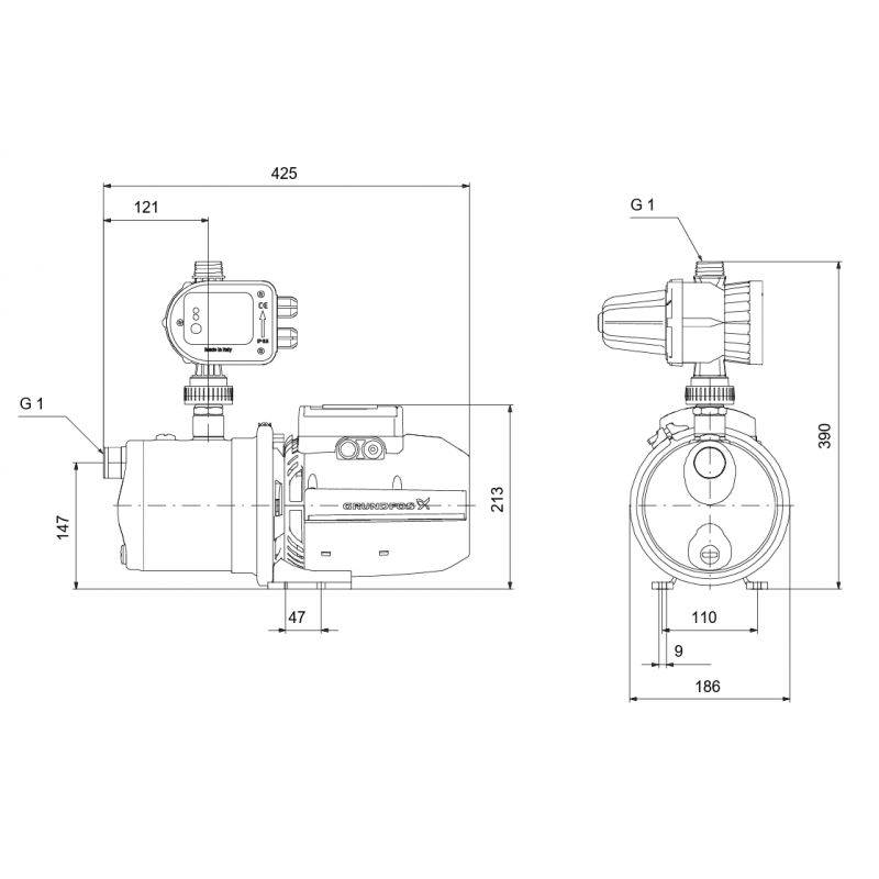 Pompe à eau Grundfos JP 548 PM START autoamorçante jusqu'à 5,8 m3/h monophasé 220V - Image 3