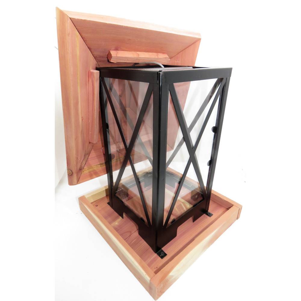 animallparadise - Mangeoire silo à graines, bois métal plexi 22 x 22 x 32 cm pour oiseaux. - Imagen 2
