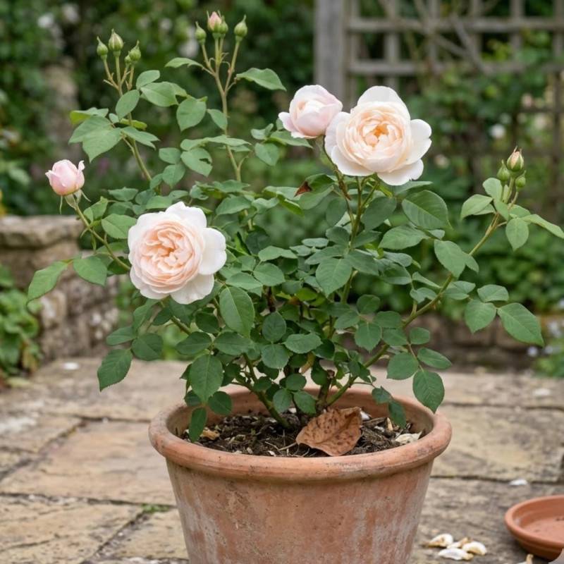 Rosier ancien Desdemona® 'Auskindling' à fleurs Blanche/ - feuillage Caduc - Pot de 3L - 20/40 cm - Image 5