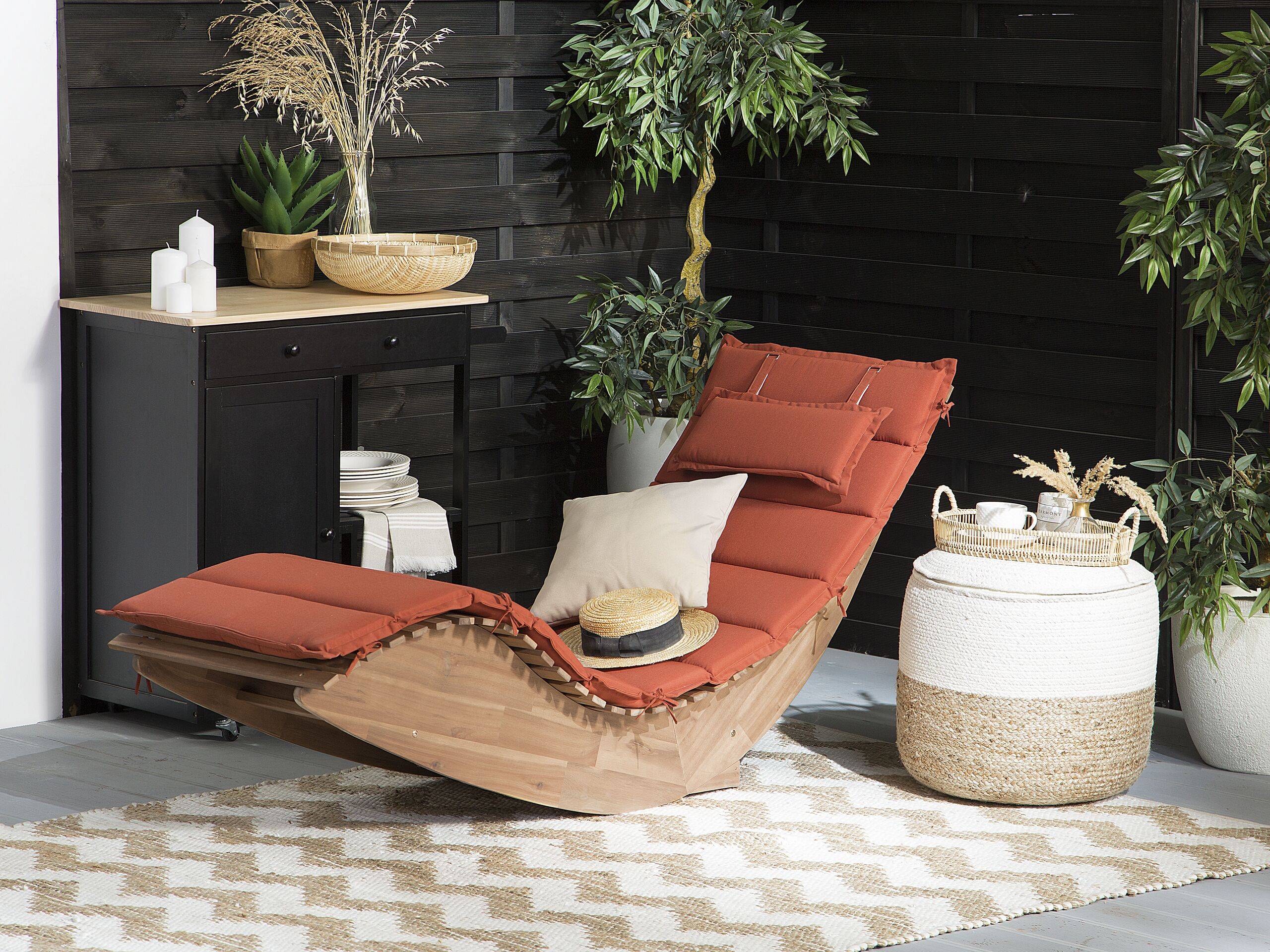Beliani - Coussin pour chaise longue Brescia 60 x 180 cm en Tissu Imperméabe Rouge Beliani - Imagen 2
