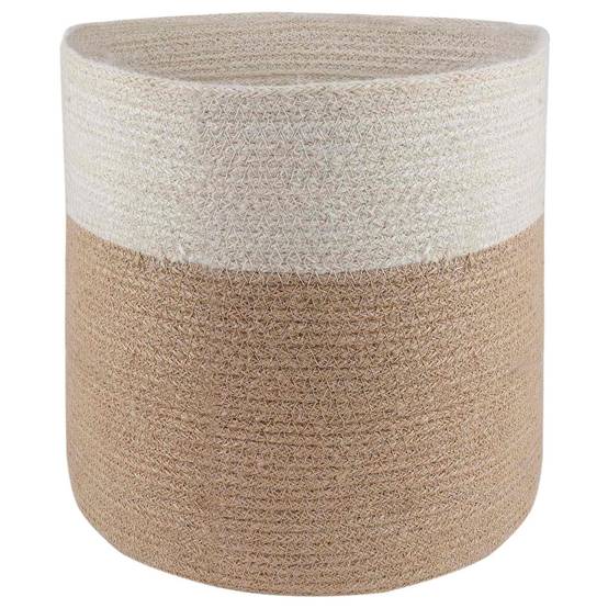 Ensemble de 2 pots à plantes jute naturel et blanc 28 x 28 x 28 cm, Poids:1.7kg - PANGIVO - Image 2