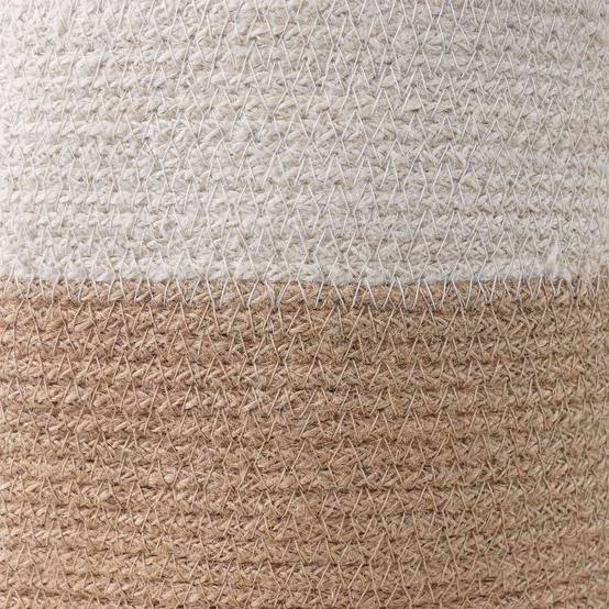 Ensemble de 2 pots à plantes jute naturel et blanc 28 x 28 x 28 cm, Poids:1.7kg - PANGIVO - Image 5