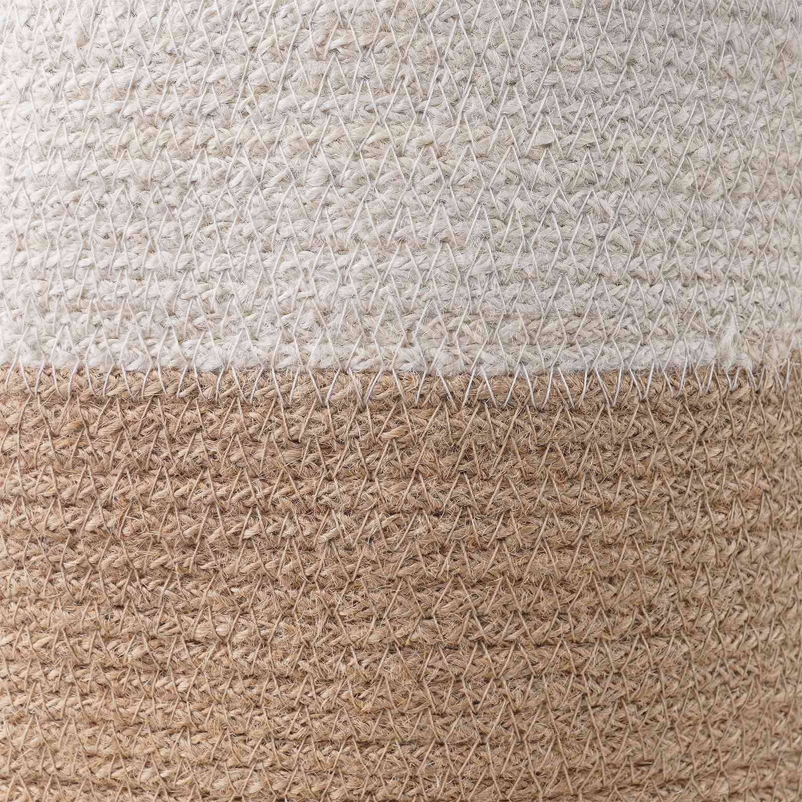 Ensemble de 2 pots à plantes jute naturel et blanc 28 x 28 x 28 cm, Poids:1.7kg - PANGIVO - Image 5