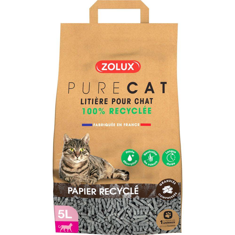 Zolux - Arena ecológica diseñada en papel reciclado Purecat 5 litros - Imagen 3