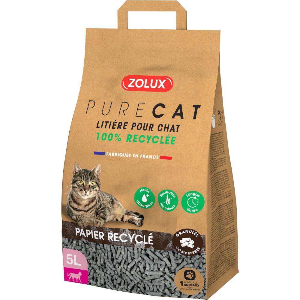 Zolux - Arena ecológica diseñada en papel reciclado Purecat 5 litros - Imagen 1