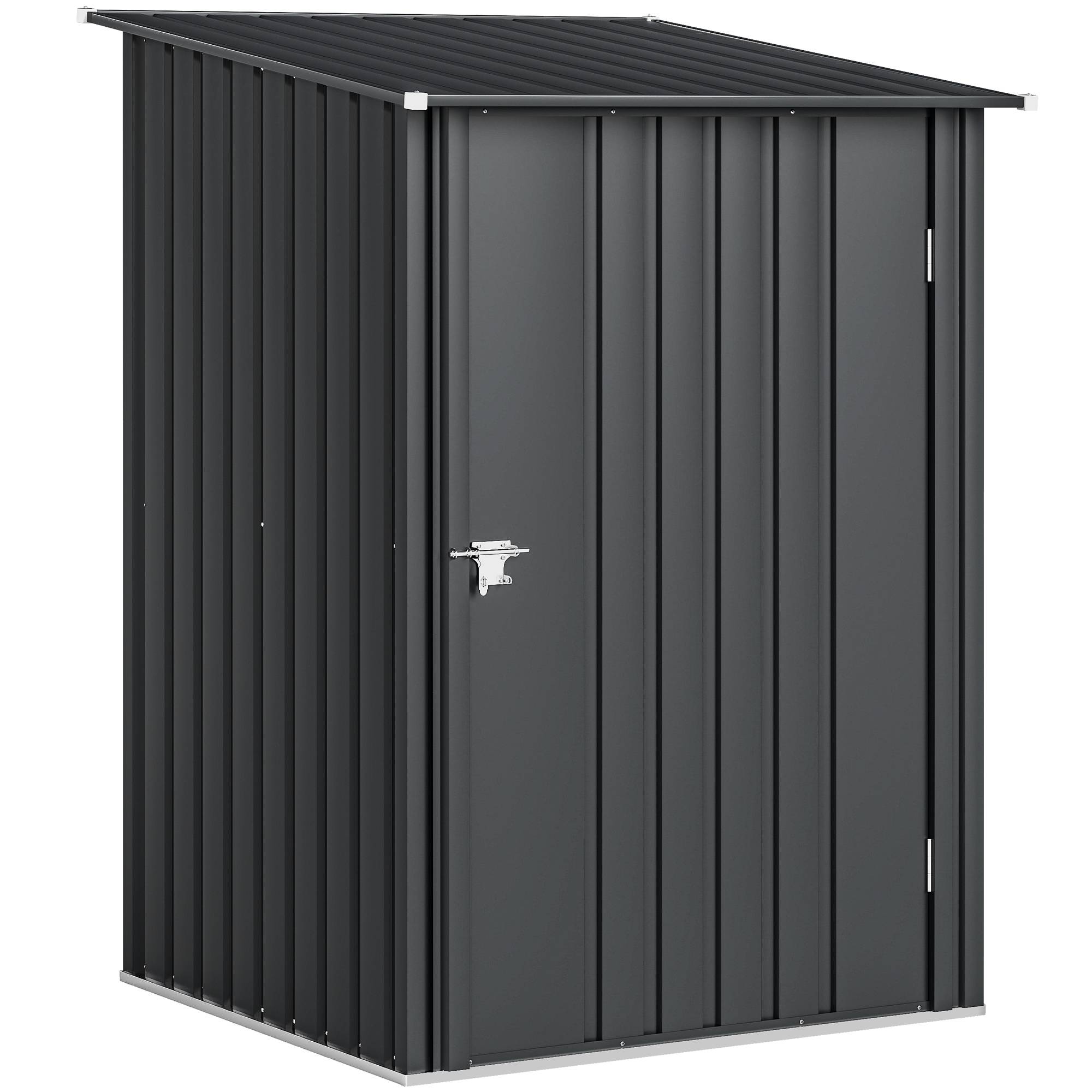 ComfortXL - Abri de jardin en acier galvanisé gris foncé 1 m² 100 x 104 x 160 cm pour outils avec porte à loquet et toit incliné - Image 9