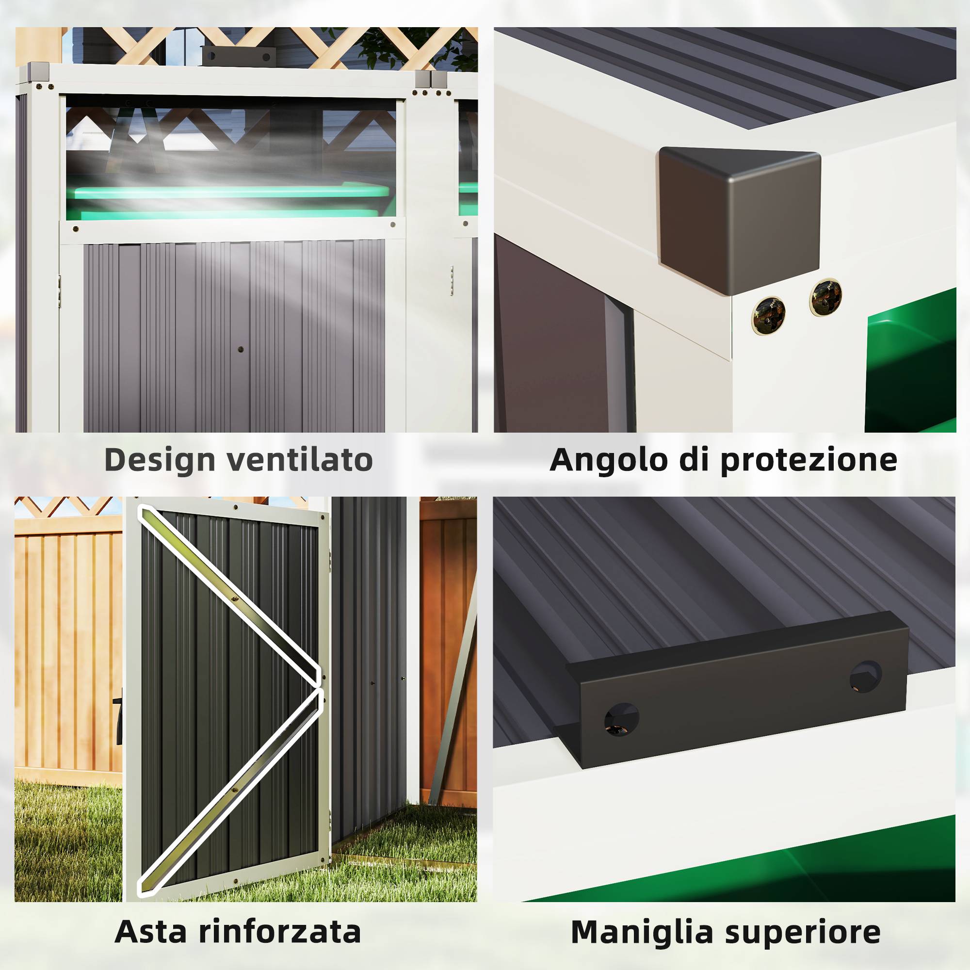 ComfortXL - Cache-poubelles double extérieur acier zinc couvercles portes 146x81x122cm gris foncé - ComfortXL Outdoor Living - Image 9