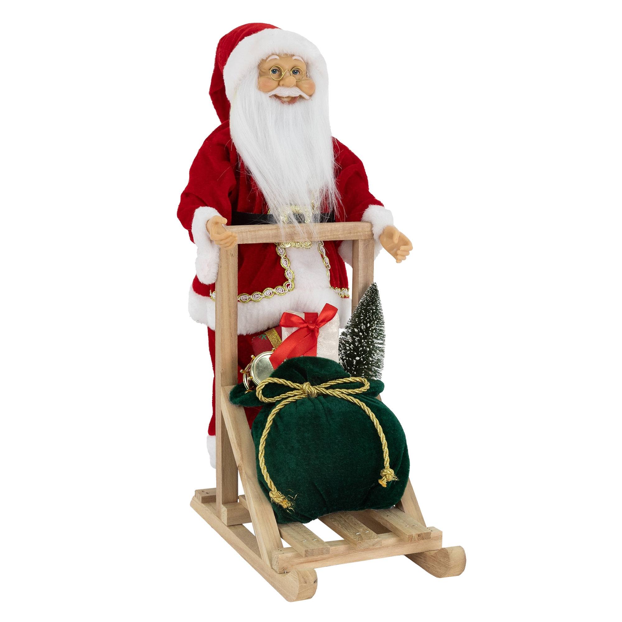 Ecd-Germany - Père Noël sur son traîneau décoration d'hiver figurine Santa Claus 30x20x50 cm - Imagen 1