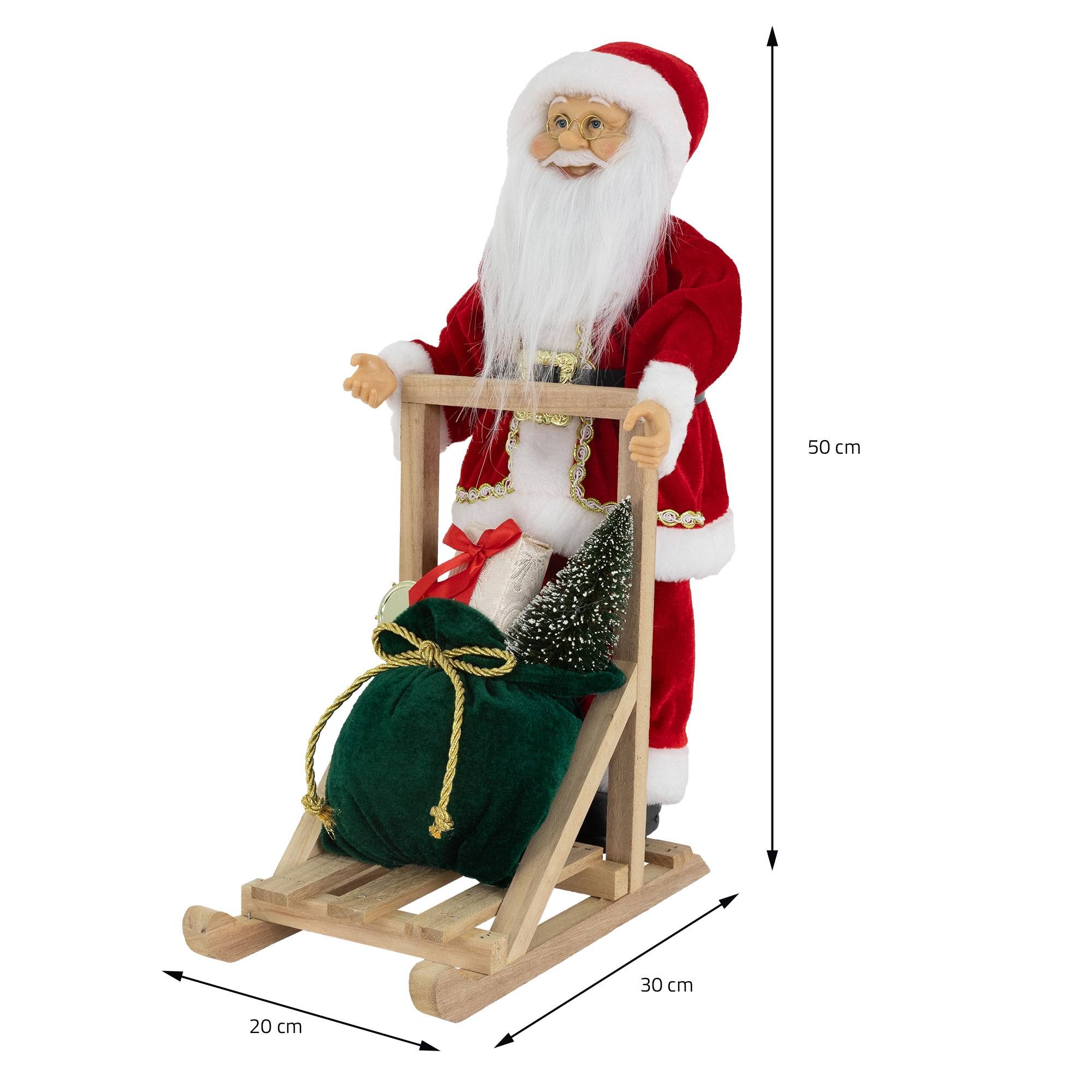 Ecd-Germany - Père Noël sur son traîneau décoration d'hiver figurine Santa Claus 30x20x50 cm - Imagen 6