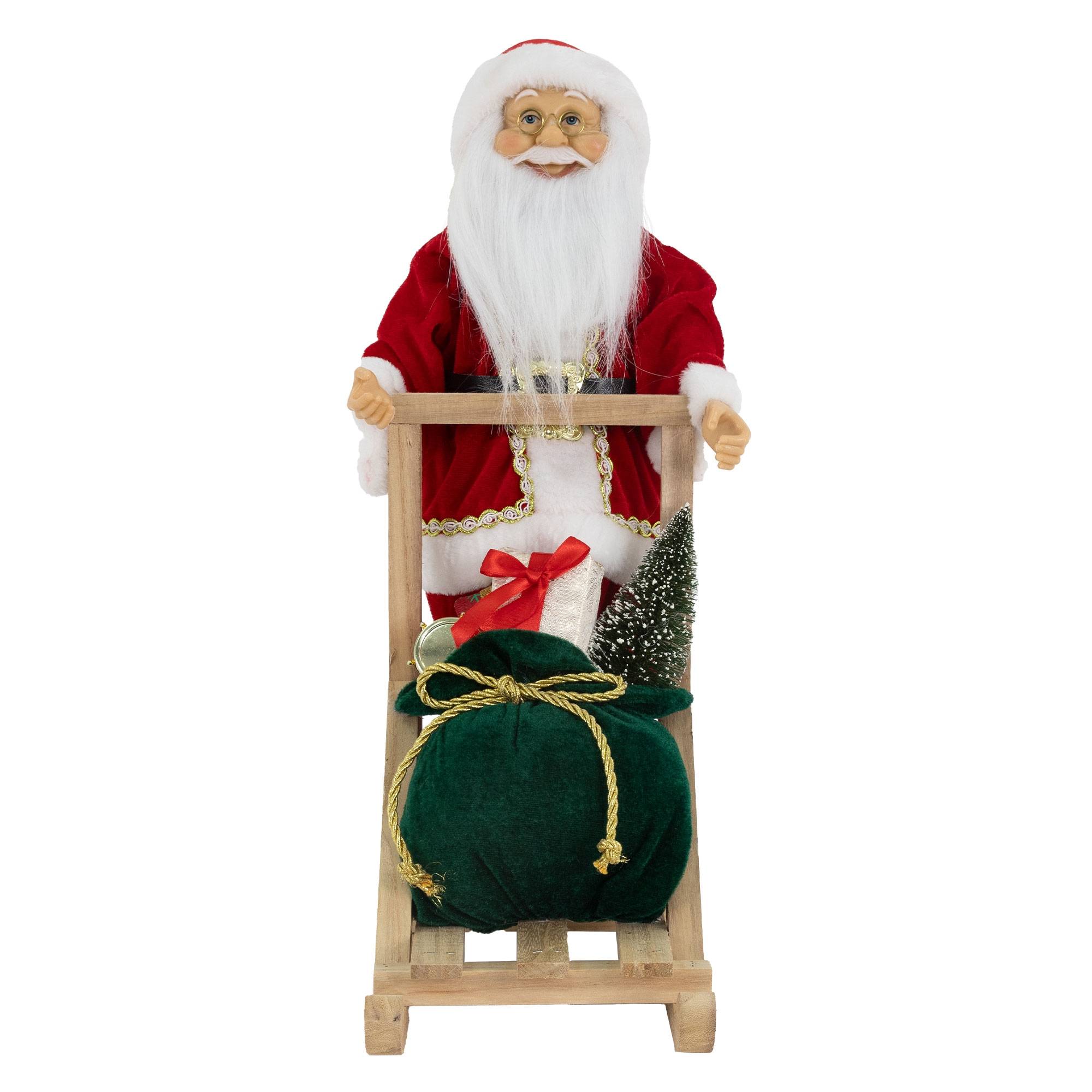 Ecd-Germany - Père Noël sur son traîneau décoration d'hiver figurine Santa Claus 30x20x50 cm - Imagen 2
