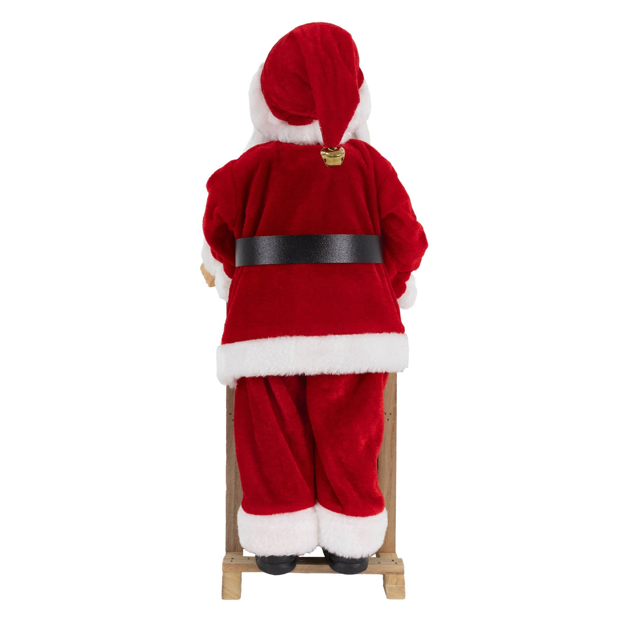 Ecd-Germany - Père Noël sur son traîneau décoration d'hiver figurine Santa Claus 30x20x50 cm - Imagen 3