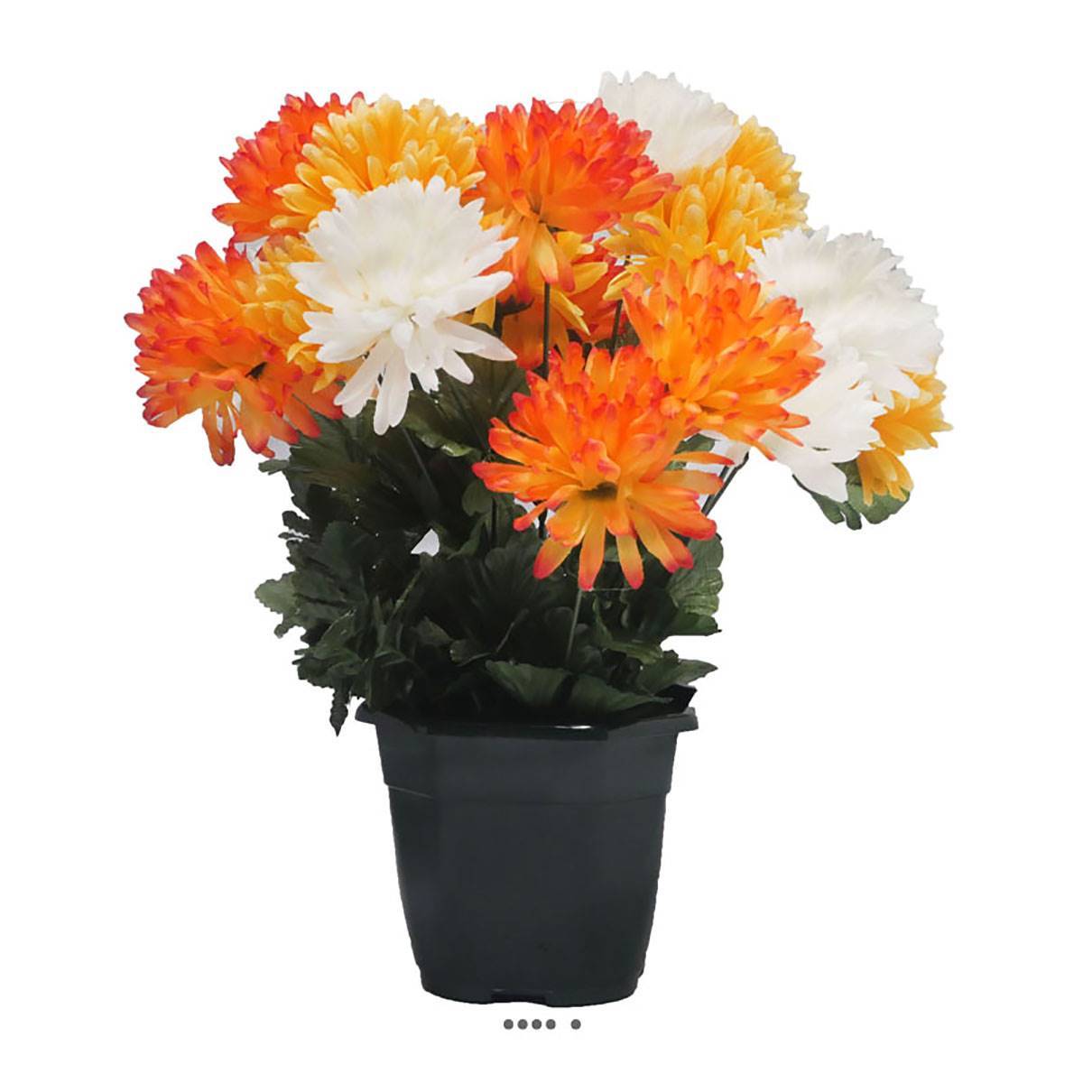 Oairse Fleurs artificielles en pot pour cimetière - Arrangement funéraire - 48 cm - Pivoine et Dahlia en soie rose foncé - Fleur commémorative pour pierre tombale - Décoration de Noël extérieure