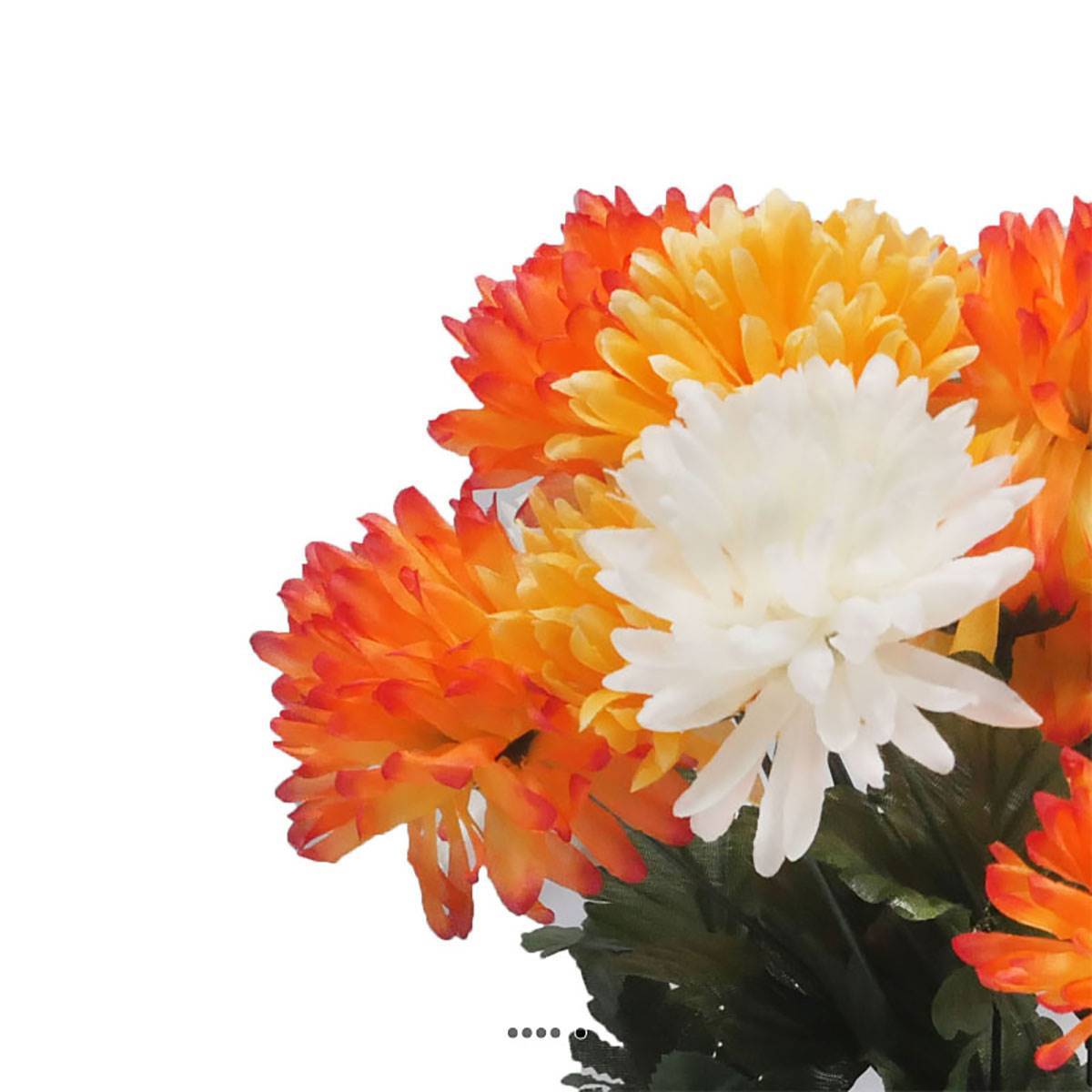 Artificielles - Pot fleurs artificielles pour le cimetière chrysanthèmes pompons Orange - couleur: Orange - Imagen 3