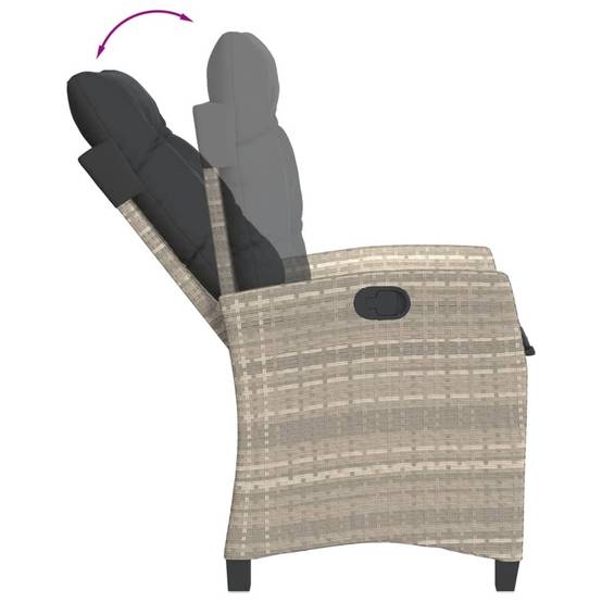 Salon de Jardin pour Balcon 2 Personnes avec Fauteuils Inclinables et Table Carrée en Verre – ComfortXL Outdoor Living - Image 4