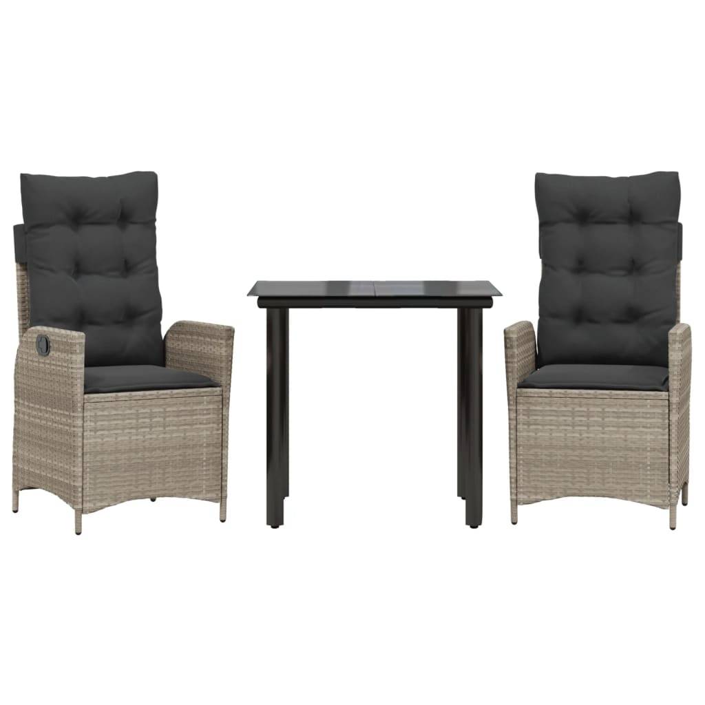 Salon de Jardin pour Balcon 2 Personnes avec Fauteuils Inclinables et Table Carrée en Verre – ComfortXL Outdoor Living - Image 2
