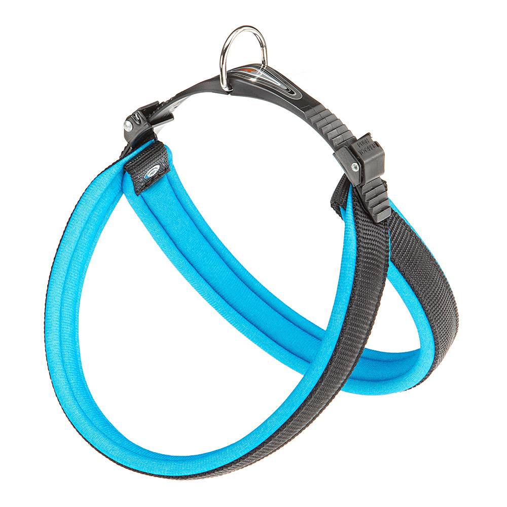 Ferplast - Ferplast Harnais ergonomique pour chiens AGILA FLUO 3, ajustement parfait, fermeture pratique avec lacet, rembourrage souple, A=B 37÷57 cm 15 mm Bleu - Imagen 1